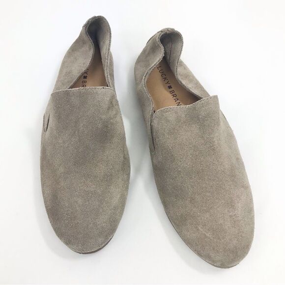Lucky Charsa II Brand Taupe Soft Suede Leather Slip On Loafer Flats - Picture 2 of 12